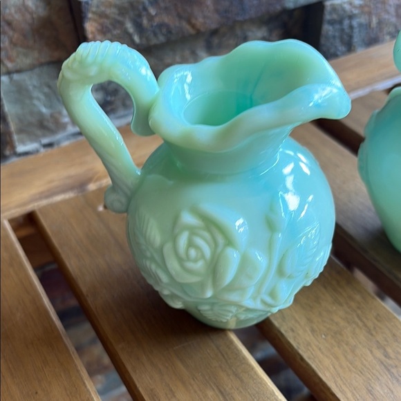Vintage Avon Green Blue and White Floral Small Pitchers - Picture 6 of 12